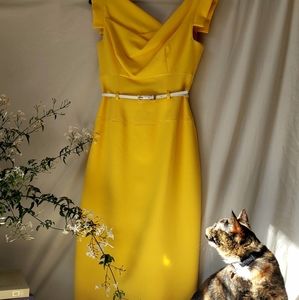 Black Halo 'Jackie' Belted Gabardine Sheath Dress